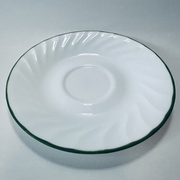 Corelle by Corning Green Rim White Swirl Callaway Ivy SET OF 3 Saucers 6 1/4" - Picture 2 of 14